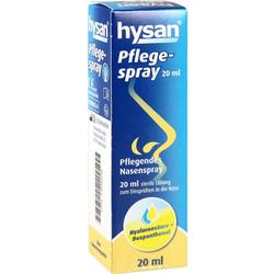 Blaue Verpackung eines pflegenden Nasensprays, 20 ml mit Hyaluronsäure und Dexpanthenol.